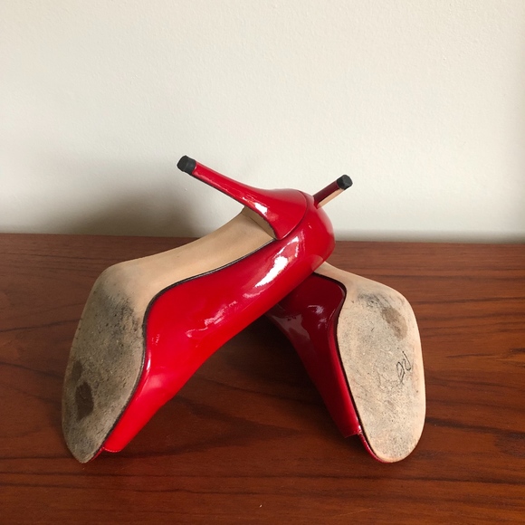 Stuart Weitzman Patent Open-toed  Pumps - Picture 6 of 6